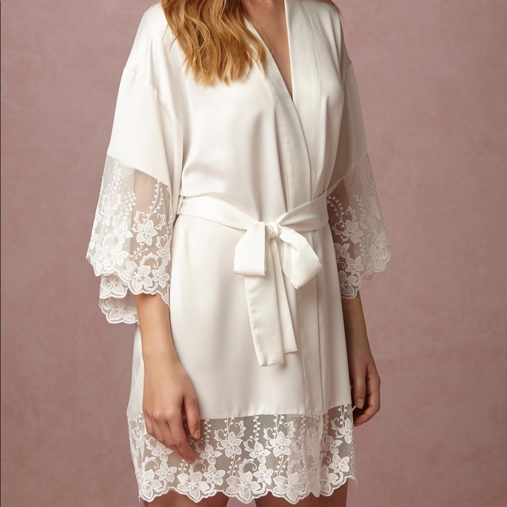 BHLDN Farrah Bridal Robe Ivory Small